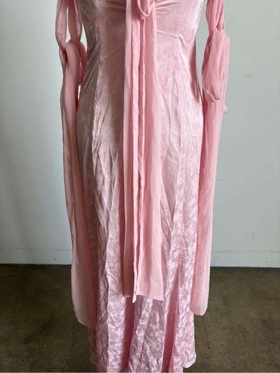 $489 NWT For Love And Lemons “Sheila” Chiffon Maxi Gown in Pink #2 Sz X-Small