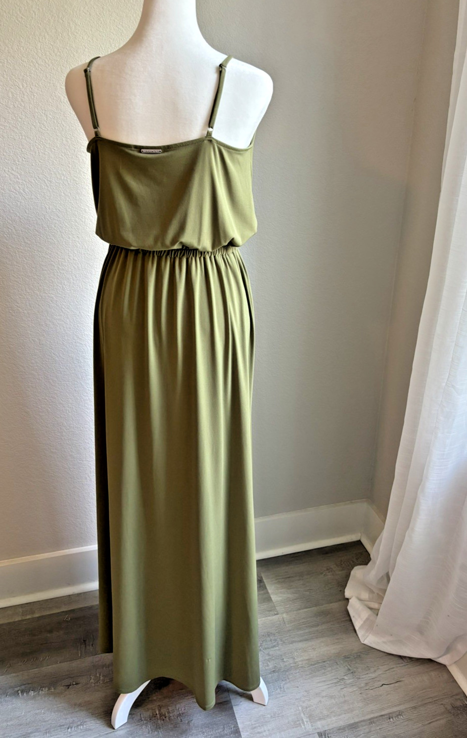 Michael Kors Maxi Dress Olive Green V-Neck Silver Accents Size Med – Boho Resort