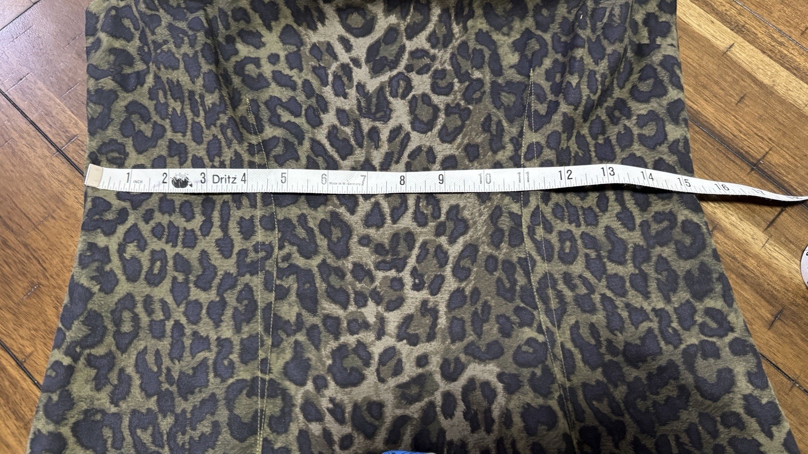 6 Olive Green Black Leopard Print Shift Pencil Dress Stretch Tank Cotton Blend