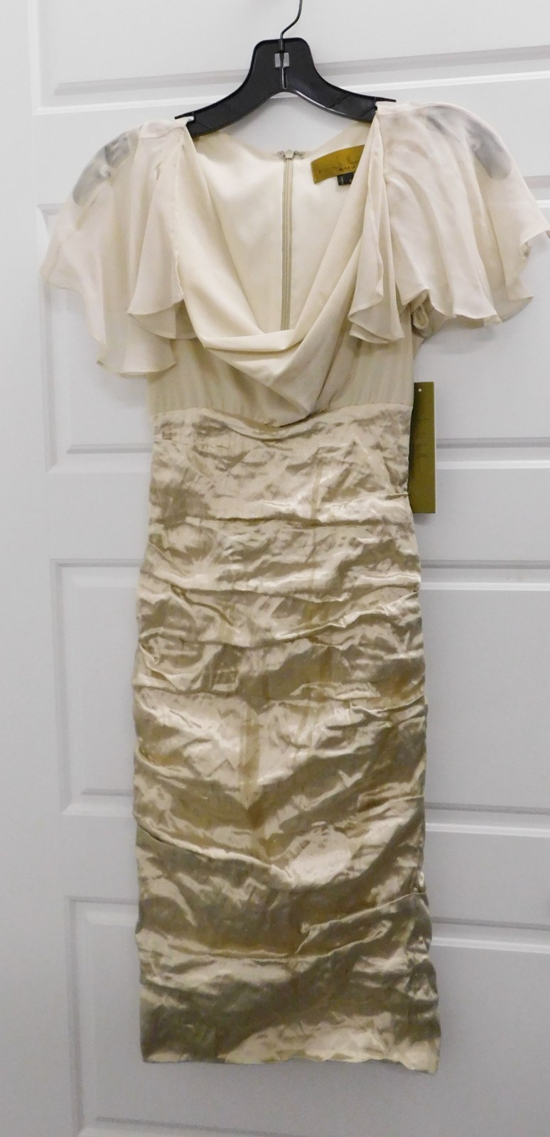 Vintage 90s Gold Label Nicole Miller Silk Dress Ruched Bodycon NWT sz 0