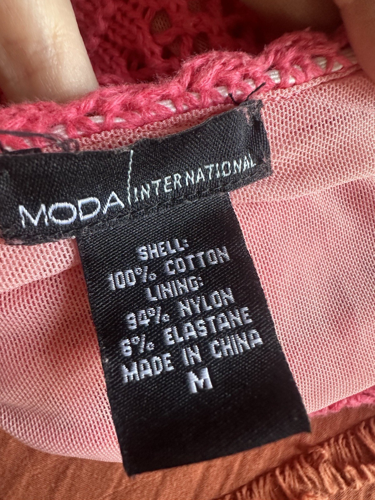 Rare Moda International Size Medium Pink Crochet Tiered Halter Mini Dress