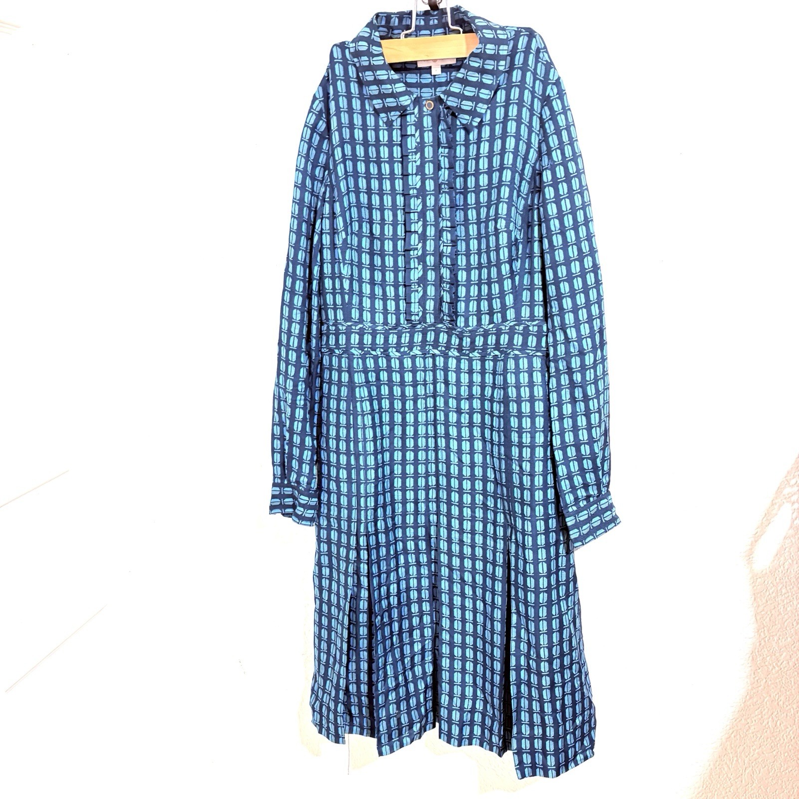 Tory Burch Kim Dress Women’s Size 8 Deep Sea Blue Runway Style–Damaged–See Descr
