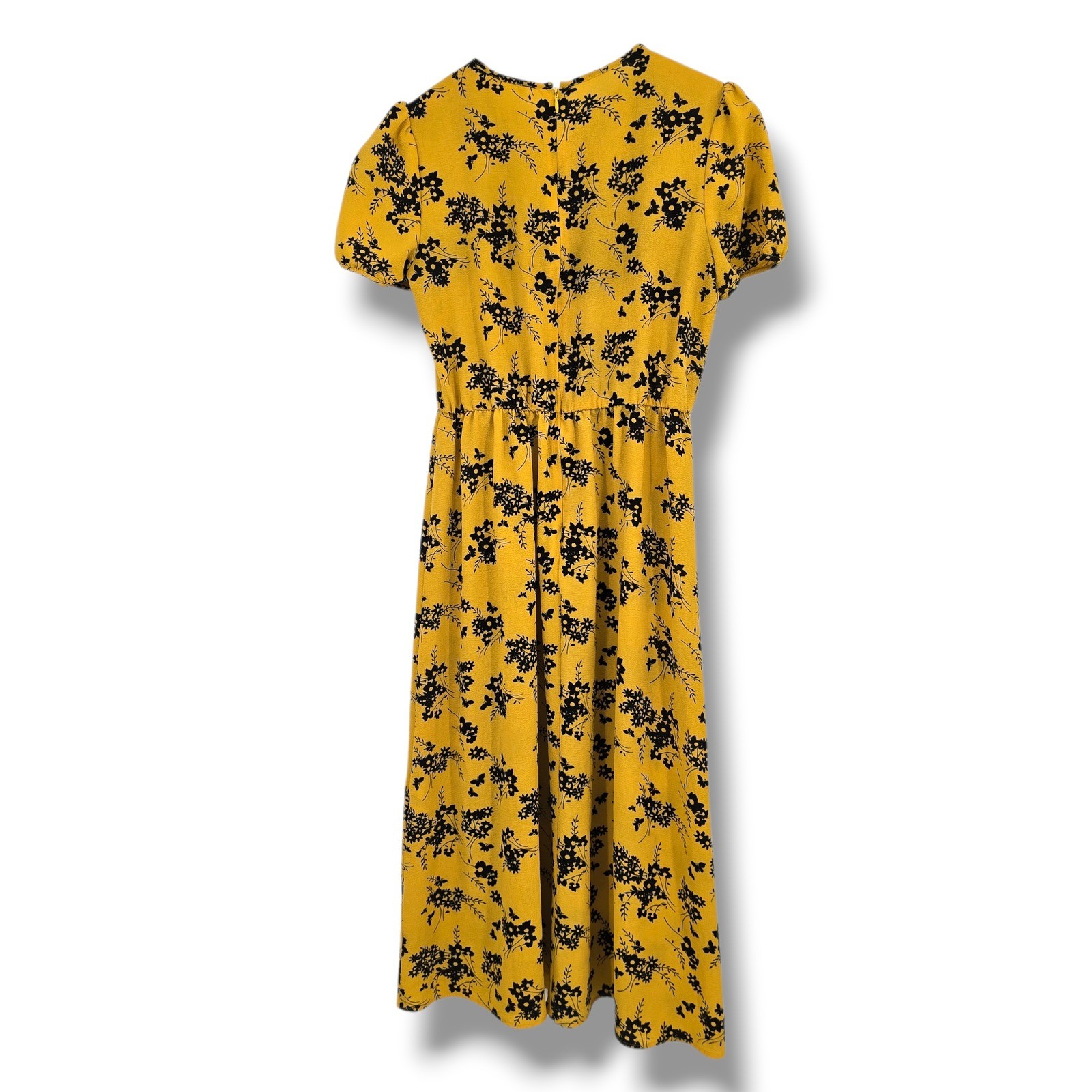MICHAEL Michael Kors Womens Yellow Floral Butterfly Midi Dress Size Small