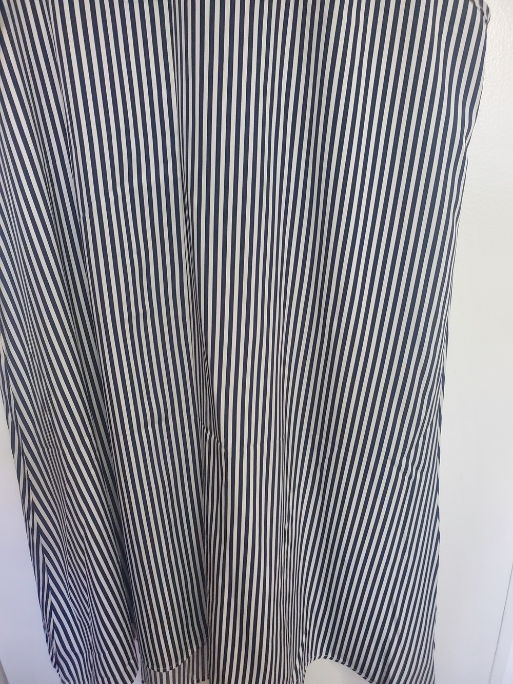 Source Unknown Blue & White Vertical Stripe Midi Dress with Ring Detail
