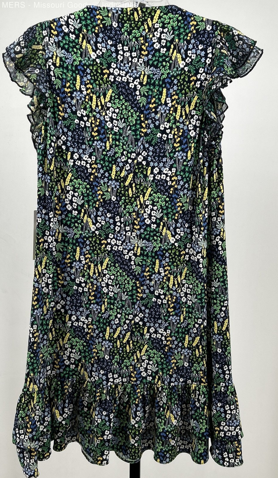 Harper Rose Womens Blue Green Yellow Floral Print Flutter Sleeve Dress Size 10