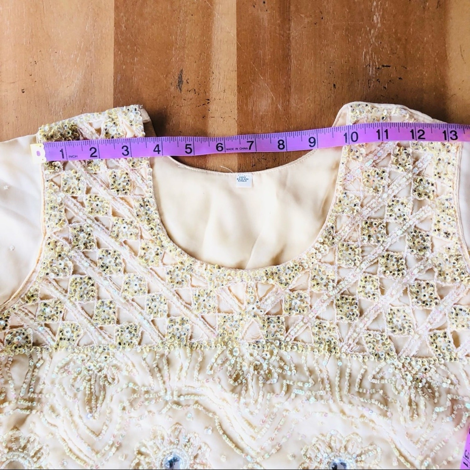 Vintage Yellow ButterCup Sequin Beaded Tunic Top Indian Dress Rhinestones Fancy