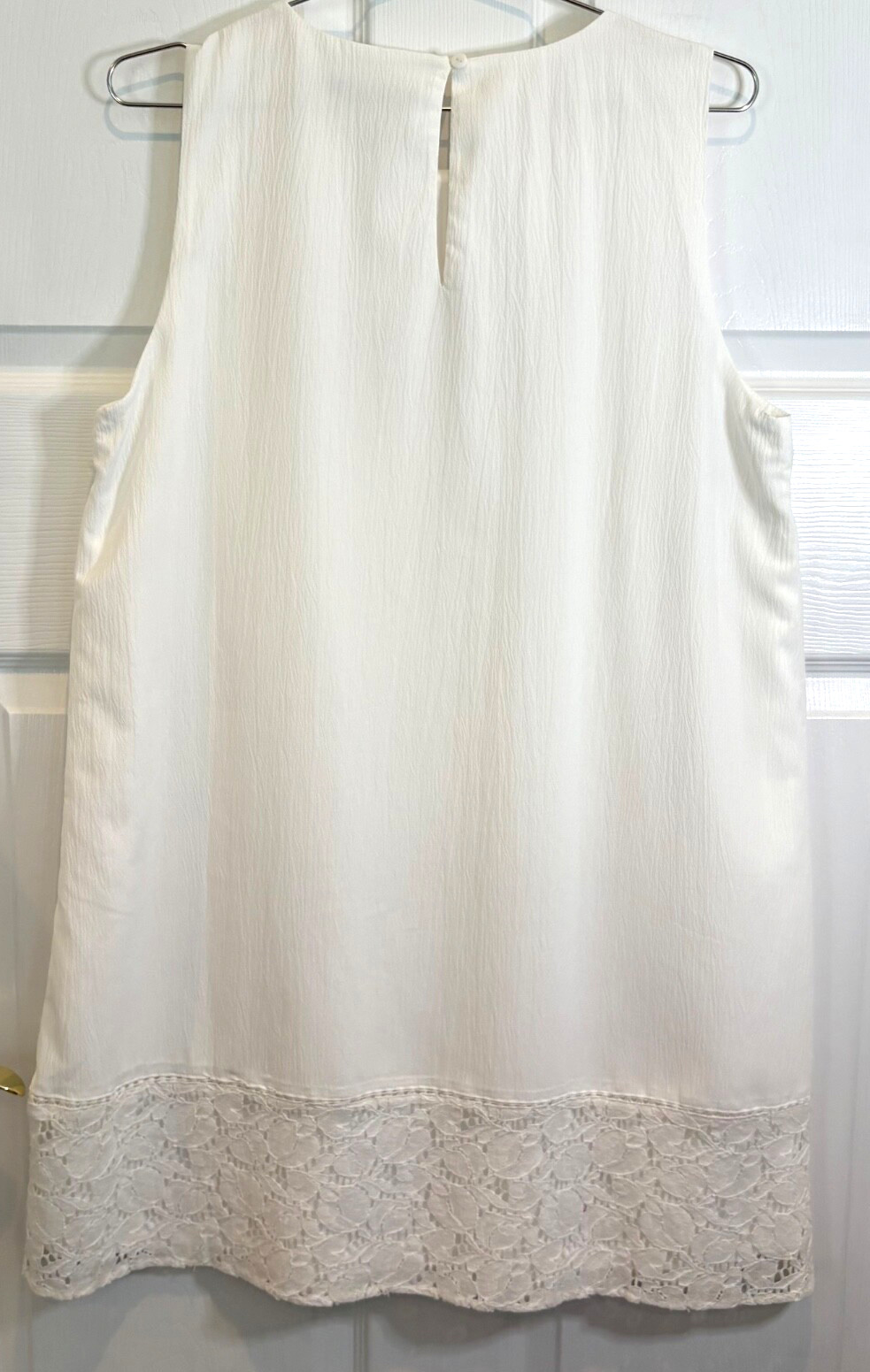 Doe & Rae White Lace Sleeveless Shift Dress Womens Sz Large NWT Lined Boho Chic