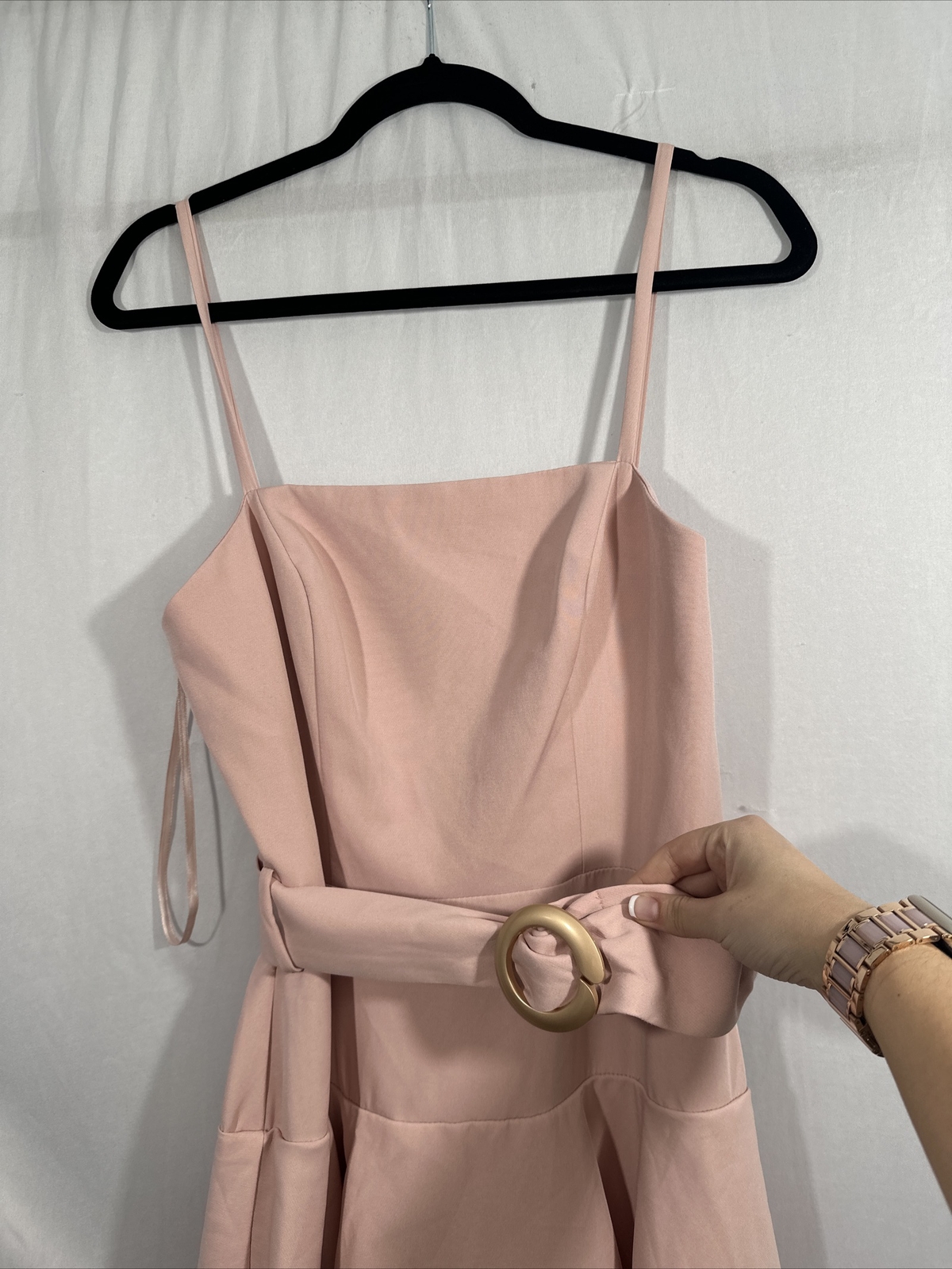 NWD IEENA Mac Duggal [ 8 ] Belted Tiered Ruffle Sleeveless Midi Dress Rose #Q692