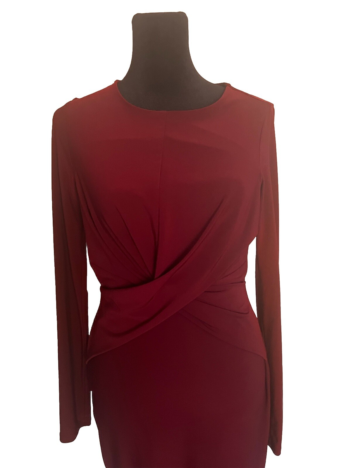Women Forever 21 Marron Wine Long Sleeve Rushed In The Front Dress Size M