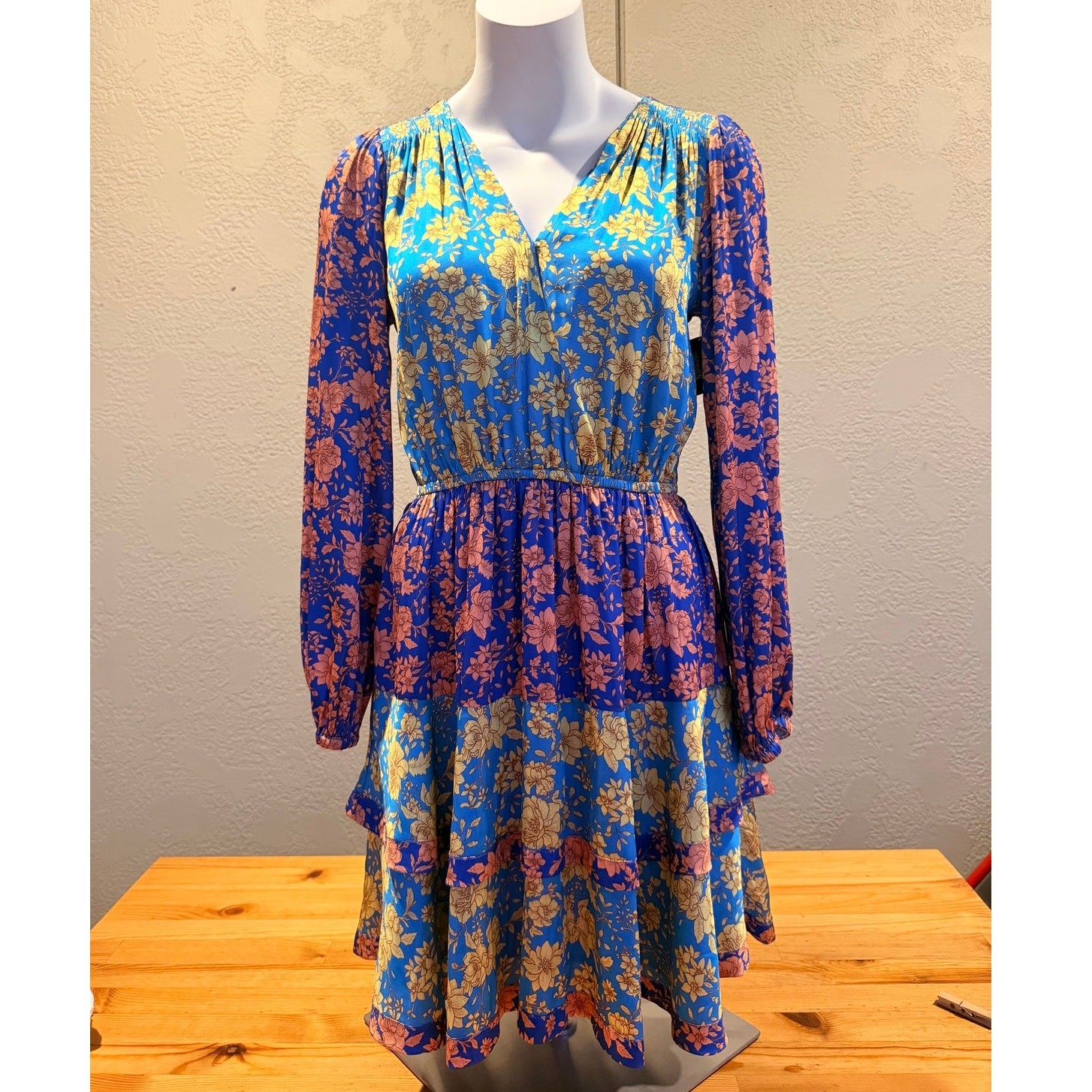 Current Air blue floral dress with yellow and pink flowers 0003