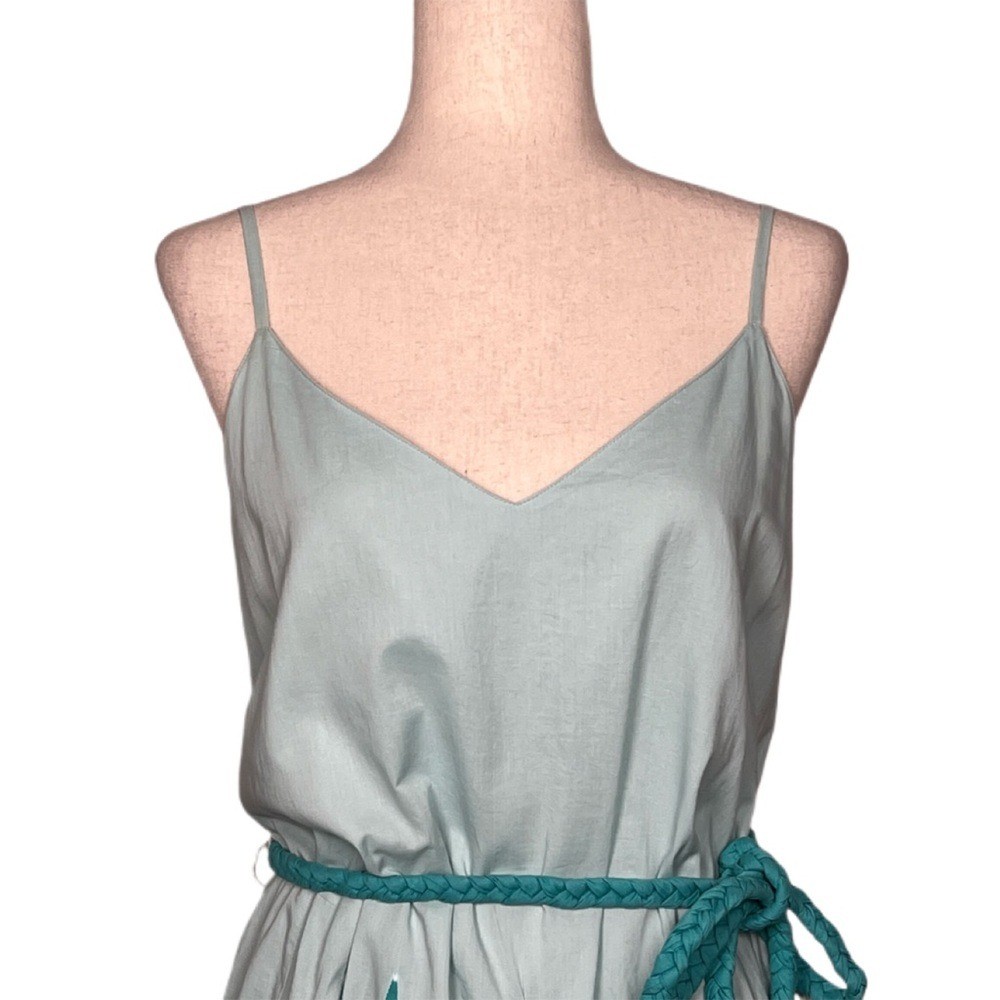 RHODE Women’s Size M Eggshell Blue Sleeveless Rope Tie Belt Pleated Mini Dress
