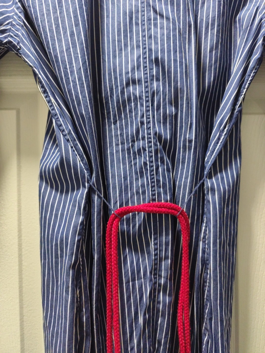 lauren jeans company Blue/White Striped Ruffle 3/4 Sleeve Shirt Dress/Tunic M