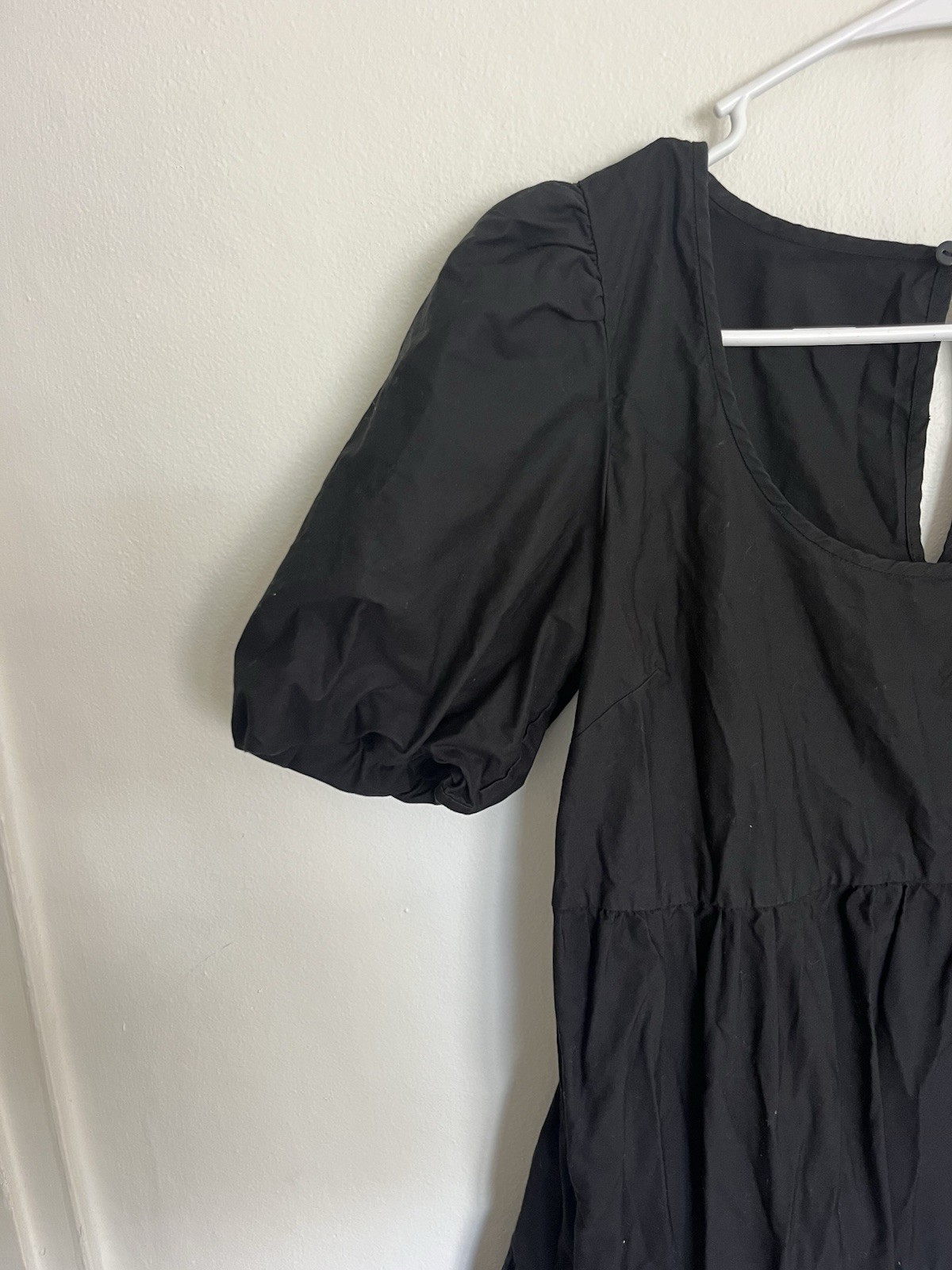 Little Moon Black Puff Sleeve Cenote Poplin Dress