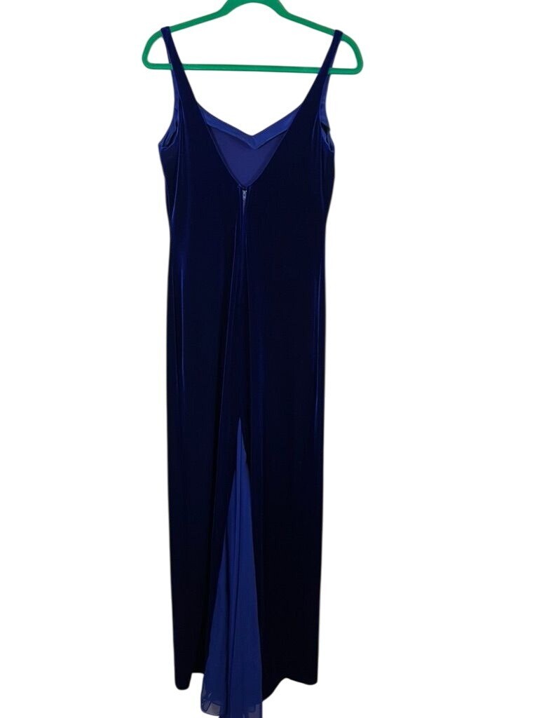 Y2K Festive Velvet Tank Maxi Dress 13 Blue Chiffon HOCO Prom Whimsical 80s