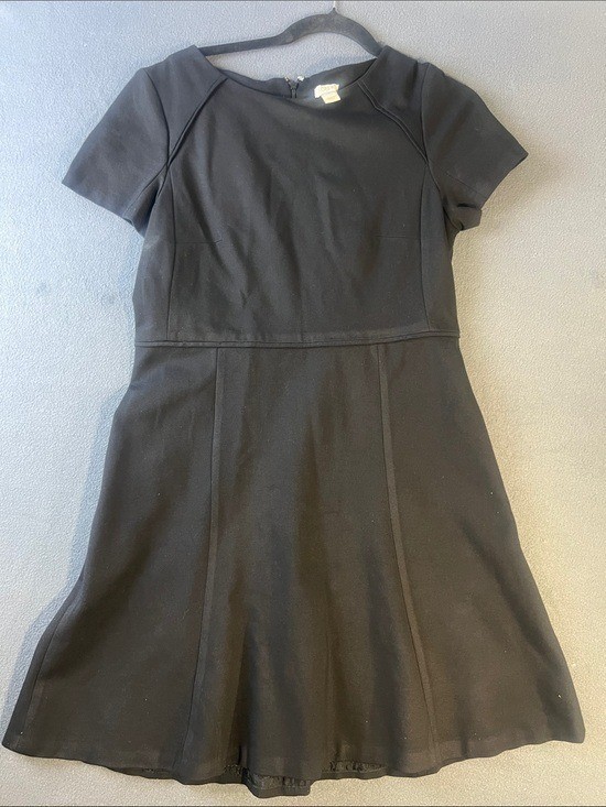 J.CREW Black Fit-and-Flare Short Sleeve Dress