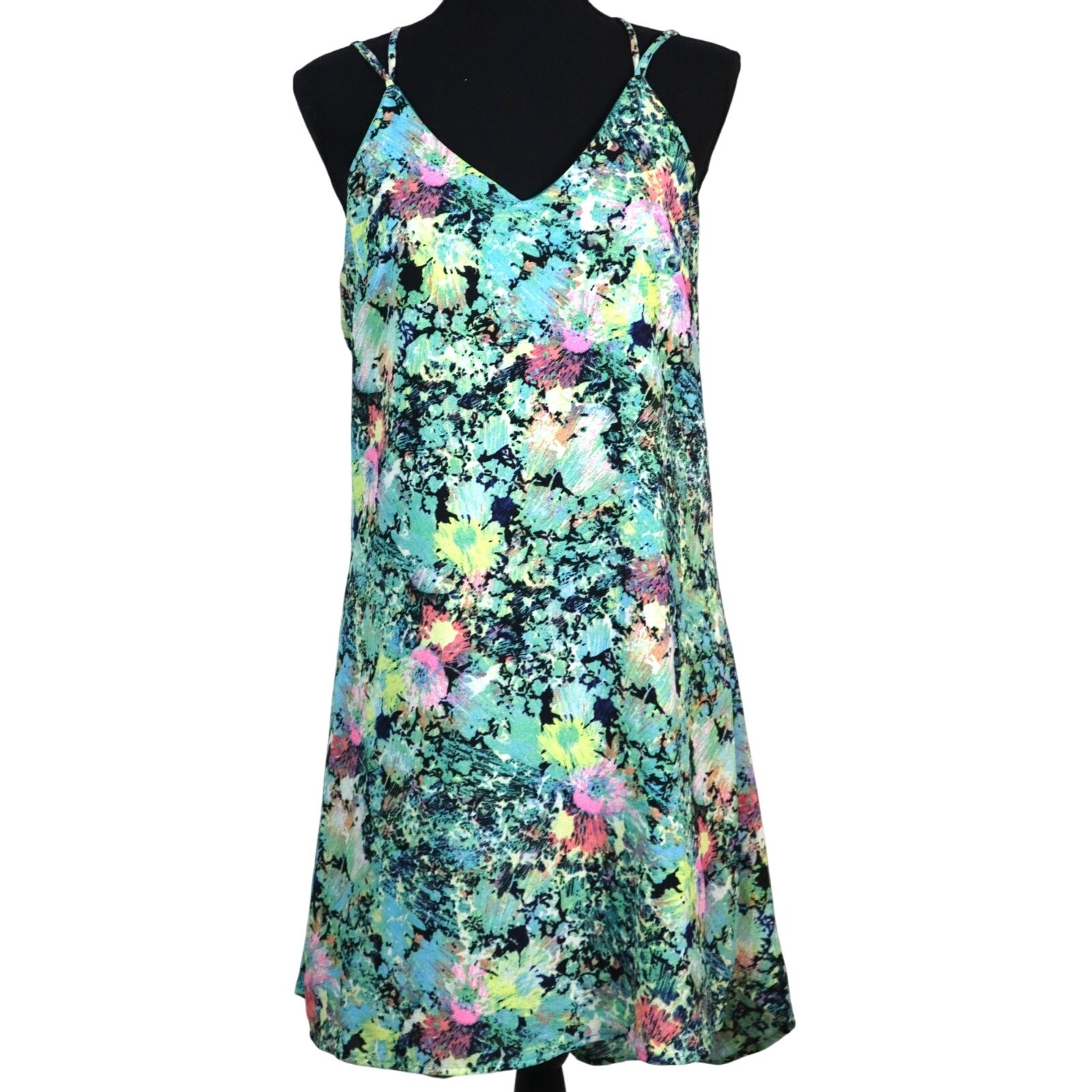 Floral Watercolor Sundress Tank Dress HiLow Flowy Short Lightweight Large Summer