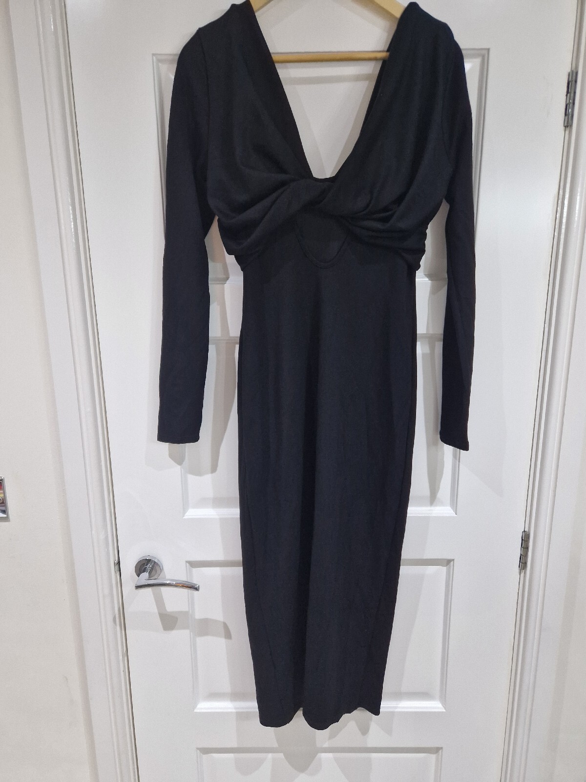 Anthropologie Twisted Front & Back Midi/Maxi Dress Size UK 10 Black New No Tags
