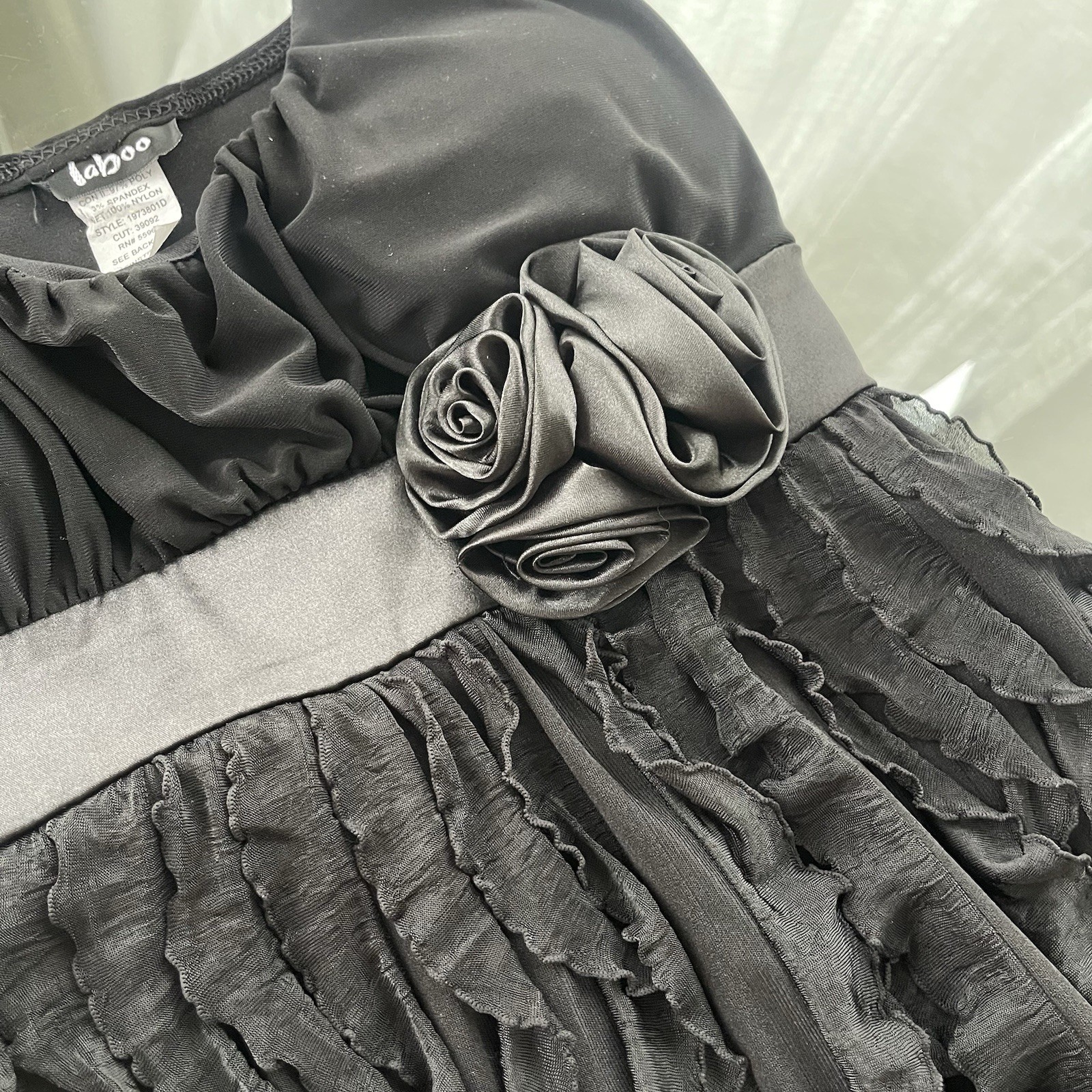 Taboo Womens Y2K Whimsigoth Babydoll Mini Dress Size M Black Fairy Grunge HOCO