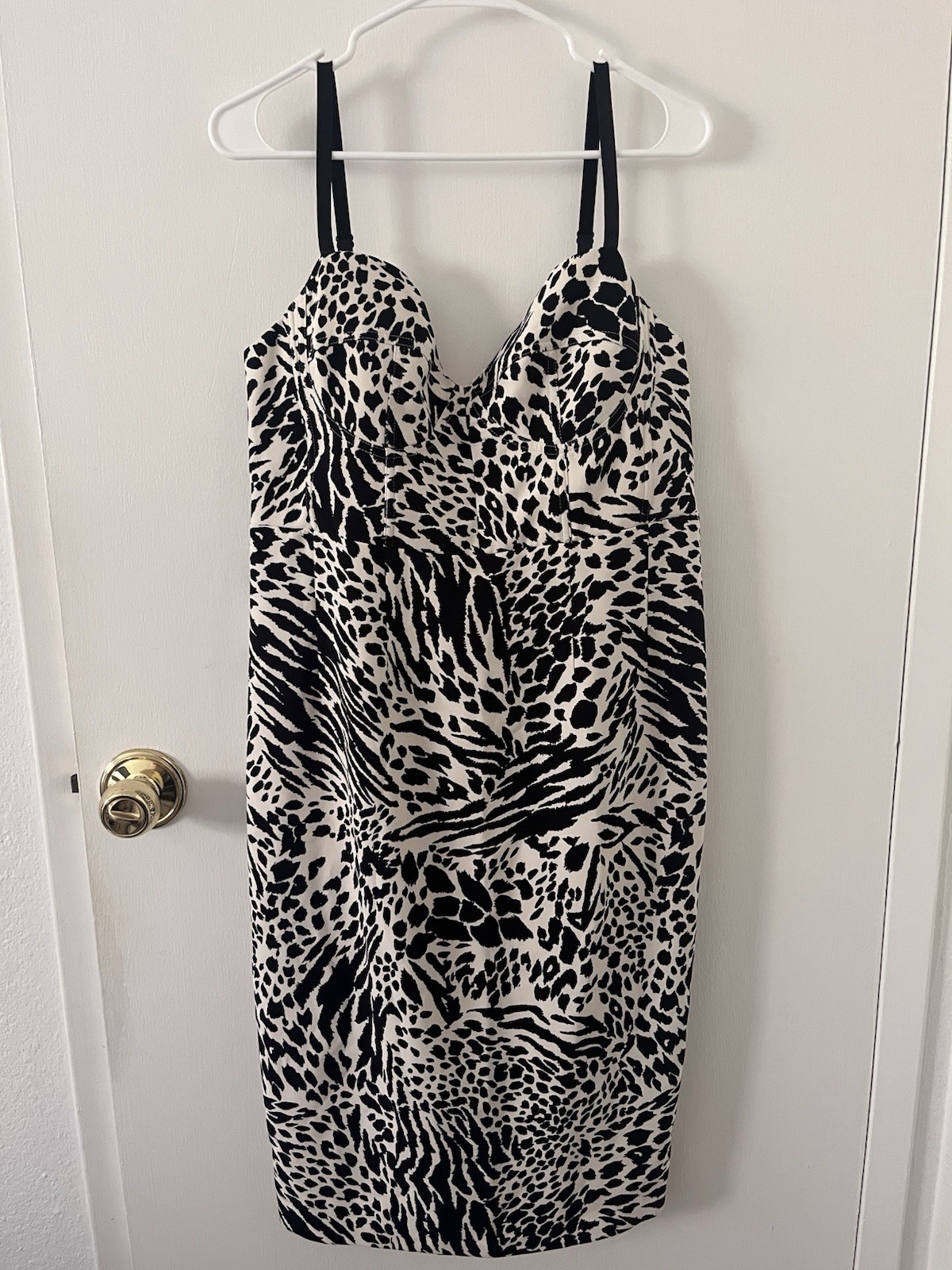 Sergio Hudson X Target Size Animal Print Bustier Midi Dress Black Ivory Large