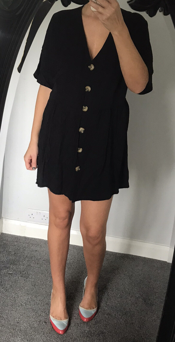 ❤️ASOS Black Button Up Oversized Babydoll Dress Uk8❤️