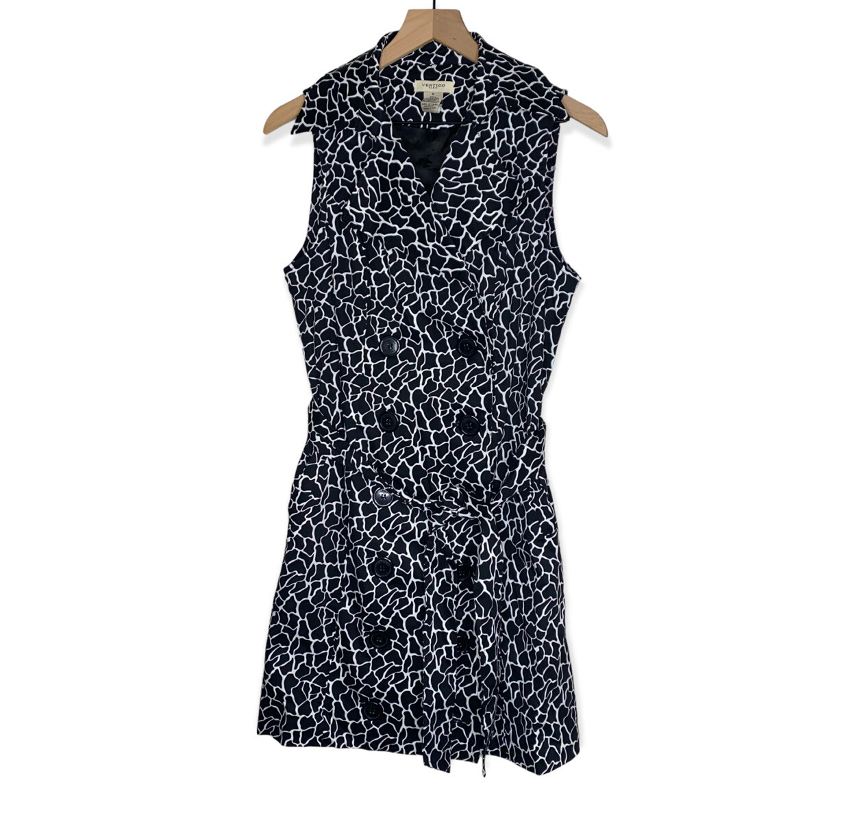 Vertigo Paris Black White Button Casual Collared Dress Size Medium