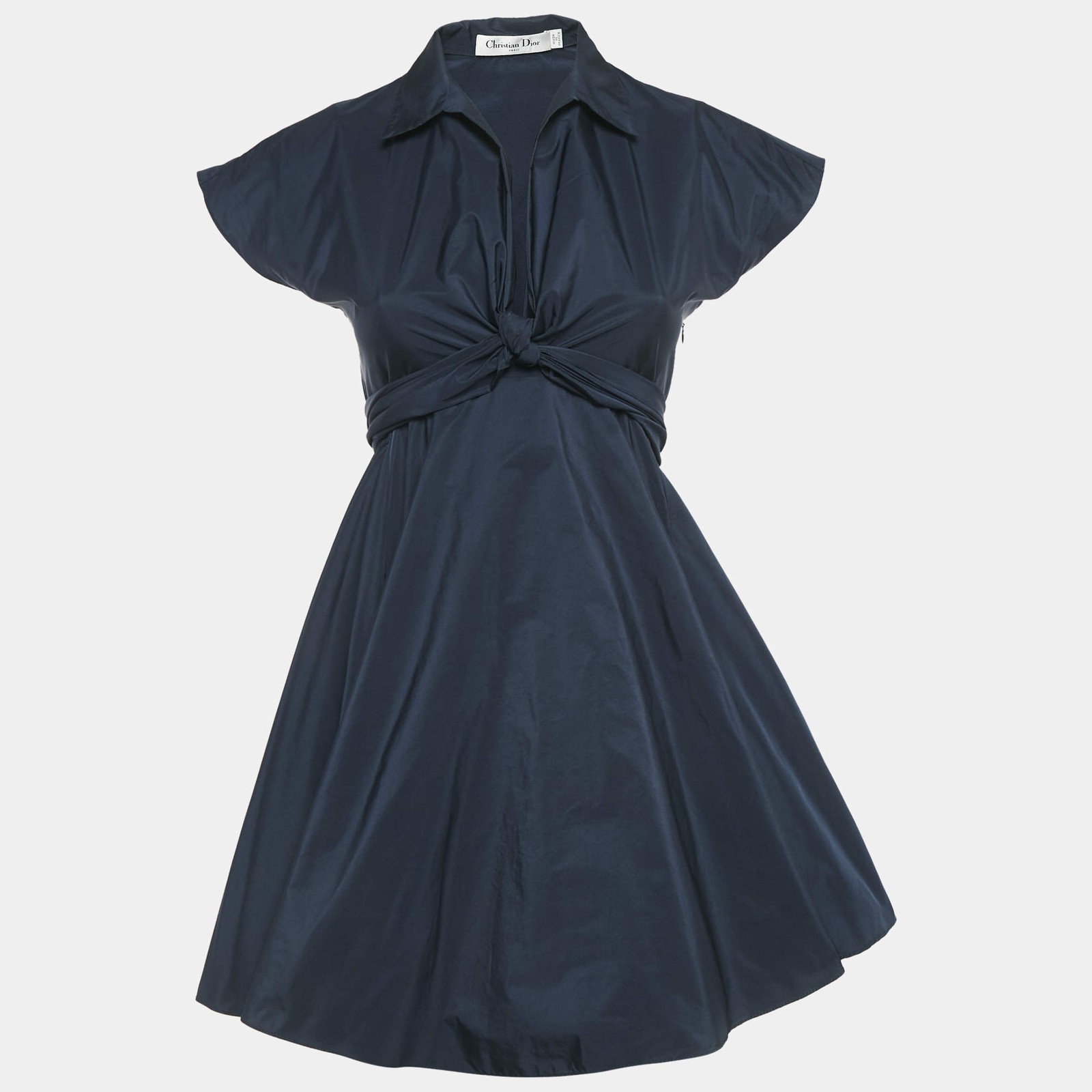 Dior Blue Synthetic TieUp Detail Mini Dress S