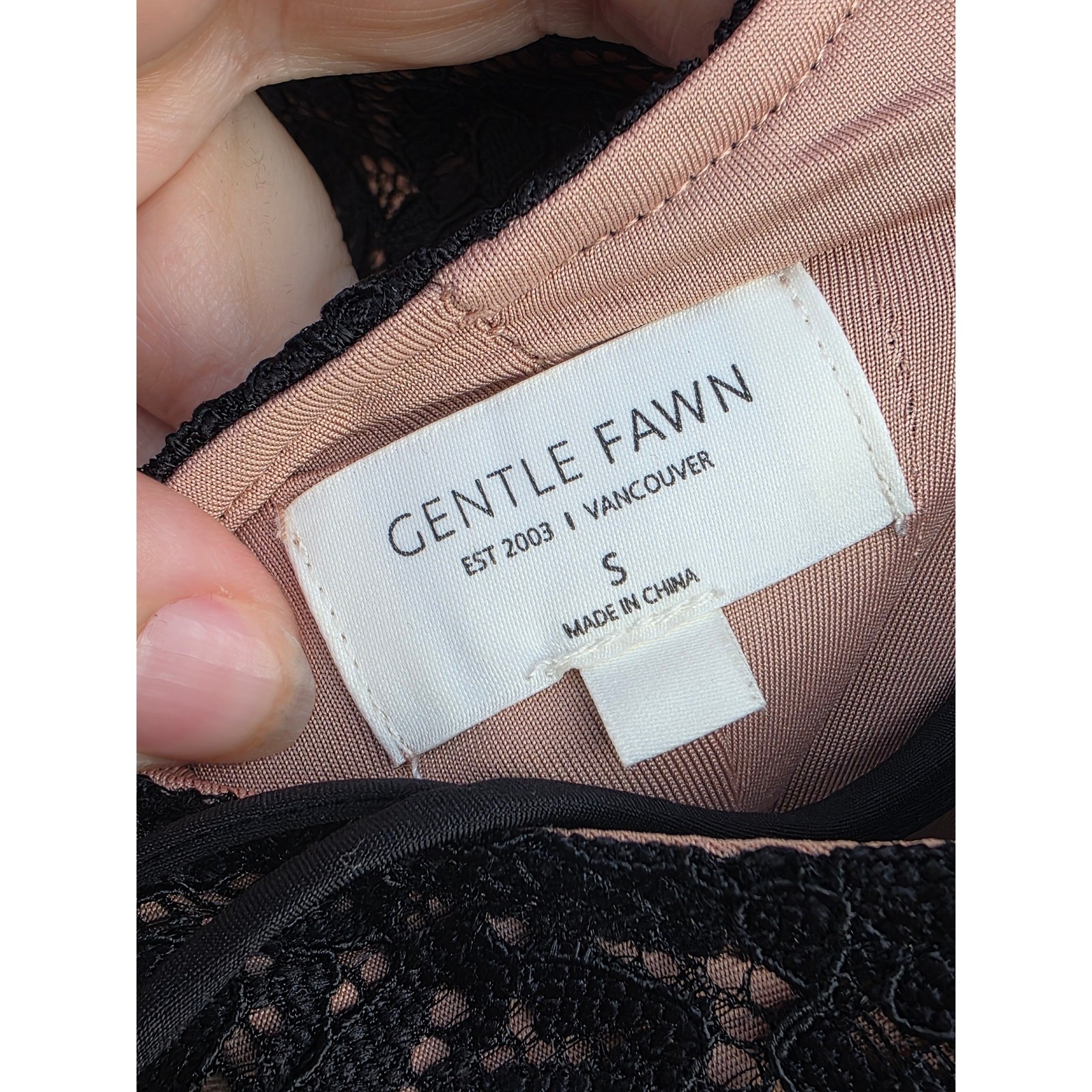 Gentle Fawn Hannah Black Lace Long Sleeve Open Back Mini Dress Small F2410-8707
