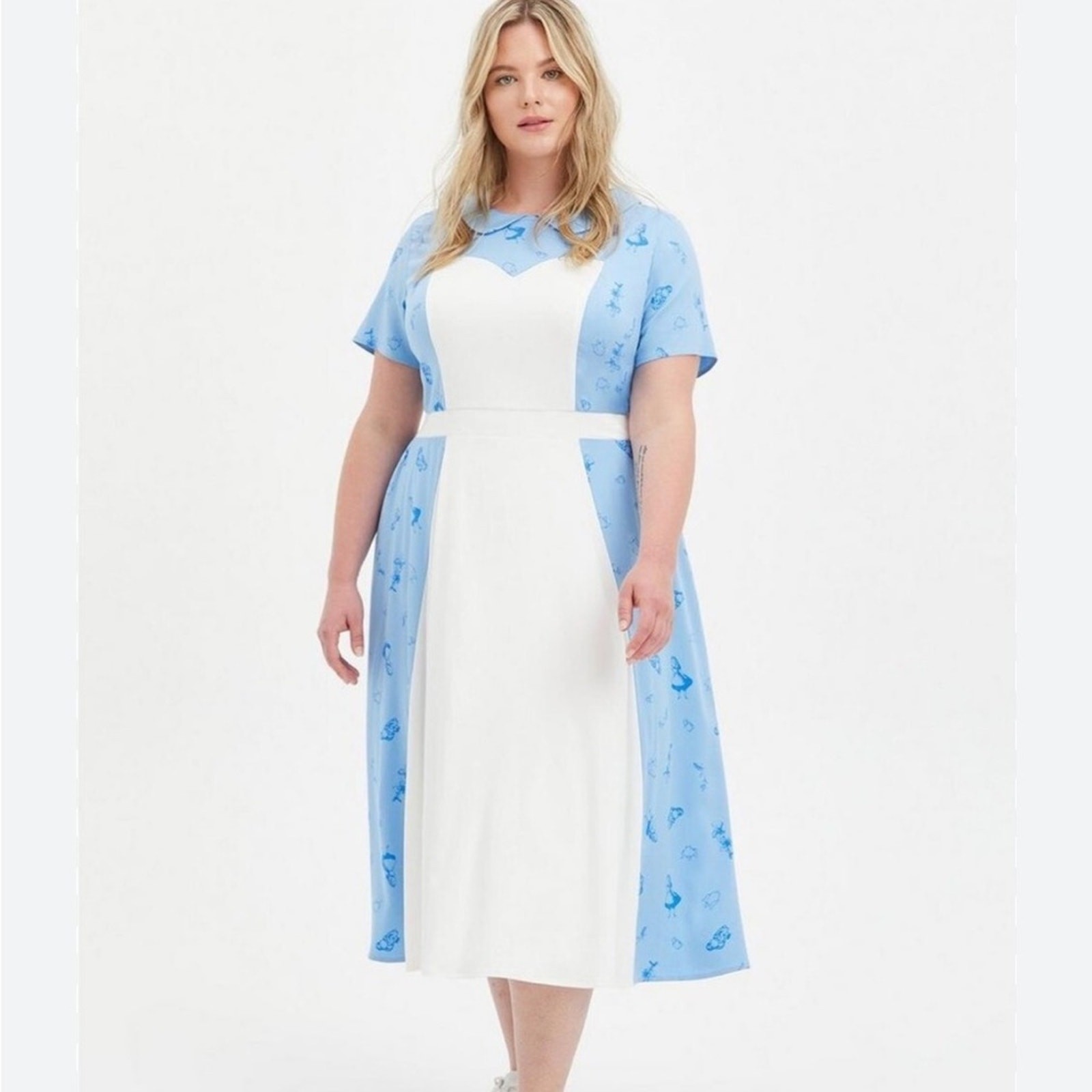 NWT Torrid Disney Alice in Wonderland Midi Collared Dress. Size 10 M/L