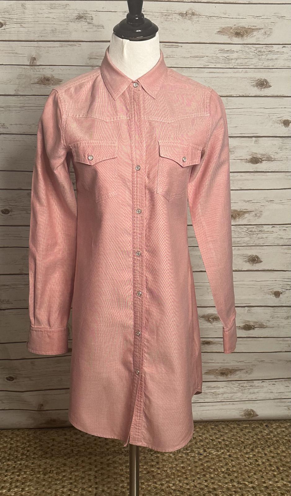theory red Western-style cotton pearl snap button-up shirt dress Size 2