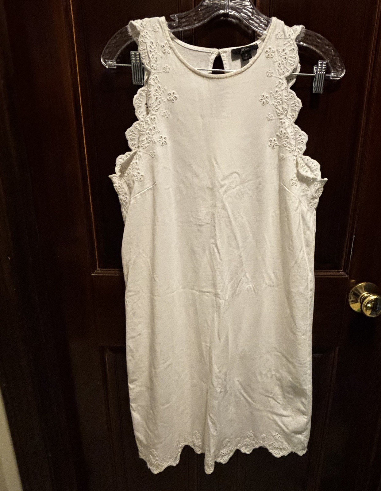 J Crew White Eyelet Trim Dress Sz S