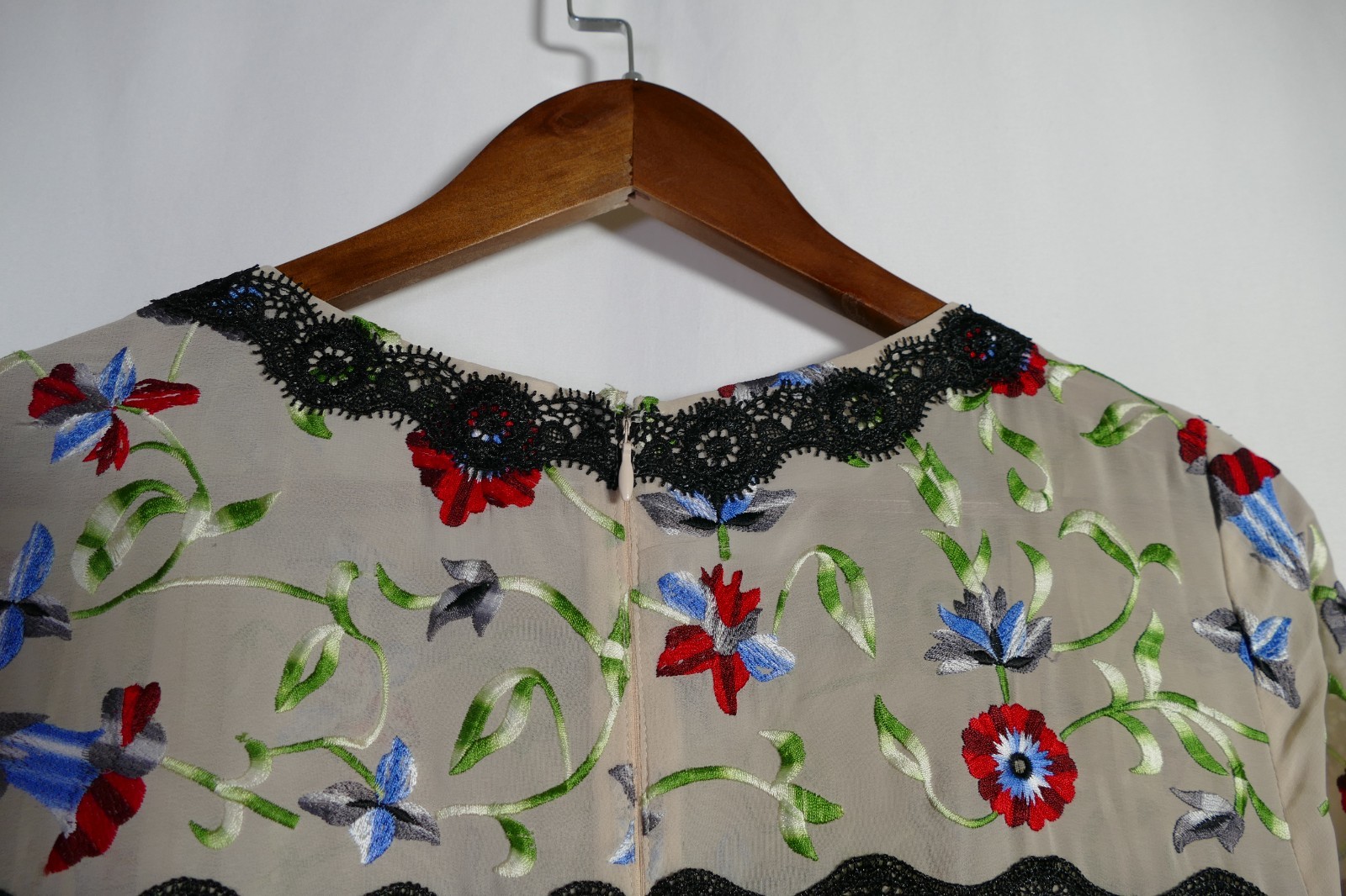 Geode Womens Boho Floral Embroidered Midi Dress Size M Lace Garden Party Dainty