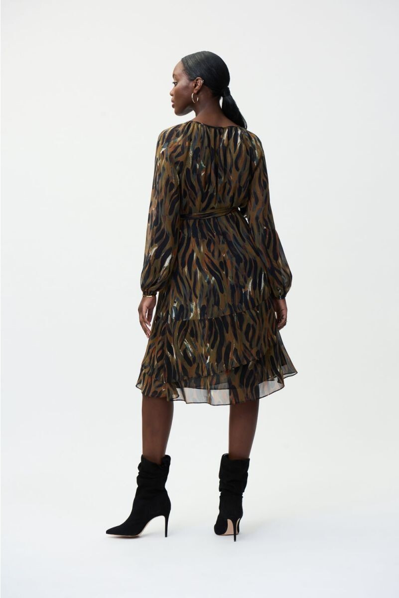 Joseph Ribkoff 224054 Size UK16 Black/Multi Chiffon Dress Original price £289