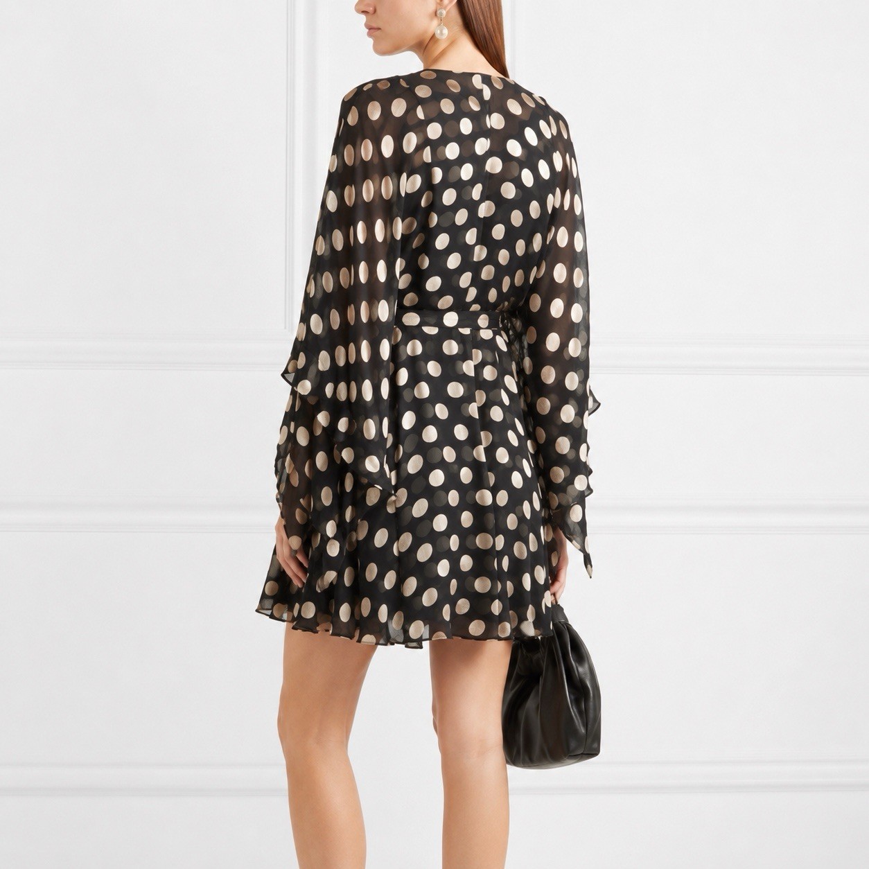 Zimmermann BNWT Folly Kimono Wrap Mini Dress Size 2 AU 12 US 8 Black Silk Gold