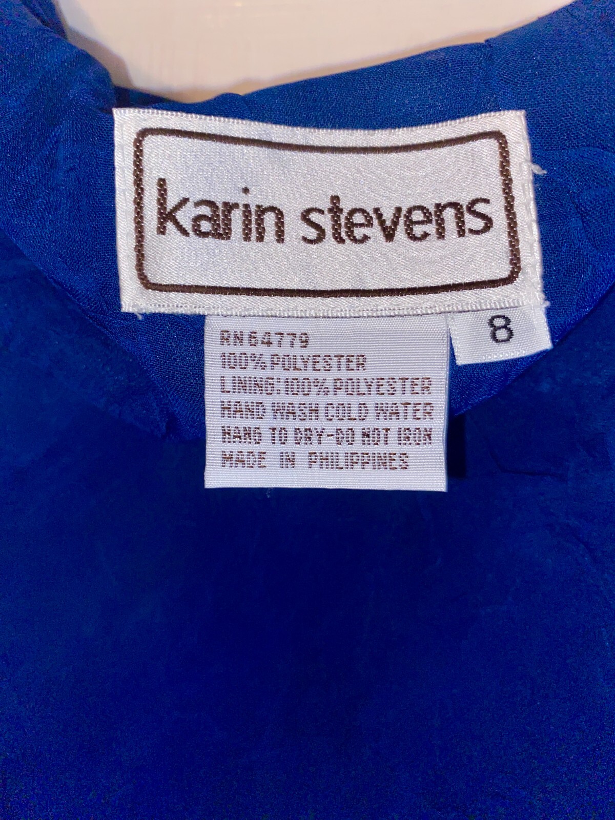 KARIN STEVENS Dress Royal Blue Lined Ruffles Size 8 Whimsical elegant feminine