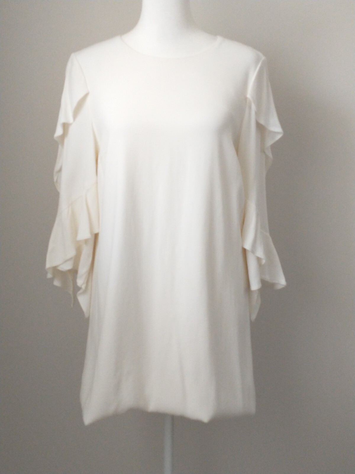 Alexis White Ruffled A-line Mini Casual Wedding Bridal Dress XS Coastal