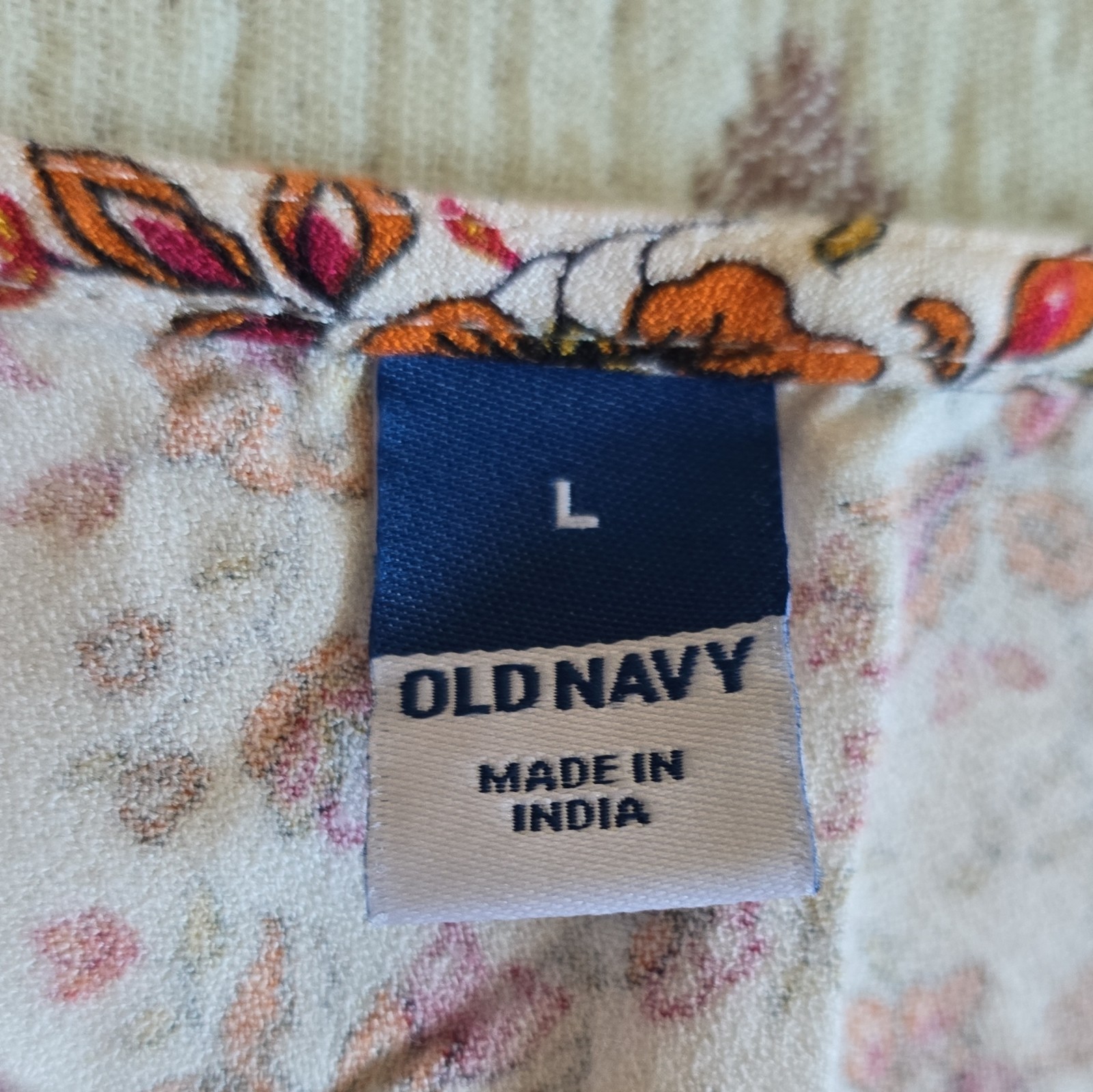 Old Navy Floral V-Neck Short Puff Sleeve Shift Dress Knee Length Size L