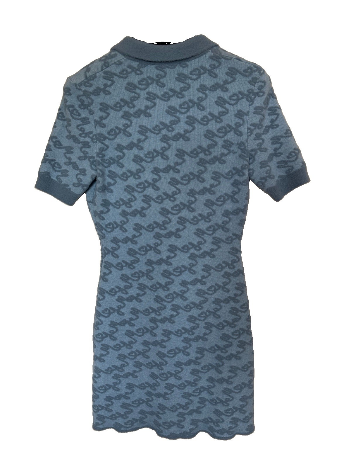 Maje Blue Knit Collared Button-Front Short Sleeve Shirt Dress Logo Size S 36