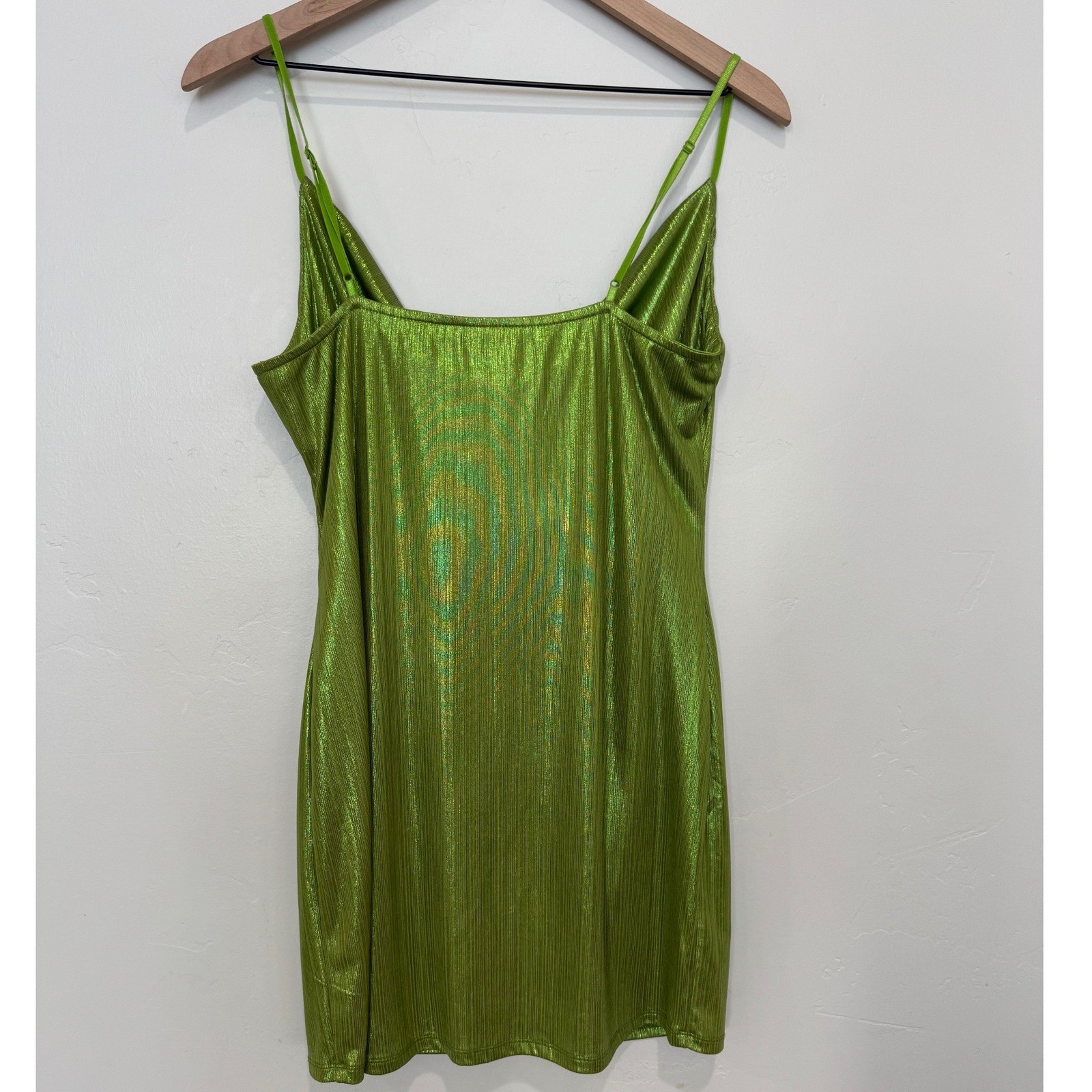 Sincerely Jules Metallic Green Cowl Neck Bodycon Mini Dress XL Party Shimmer