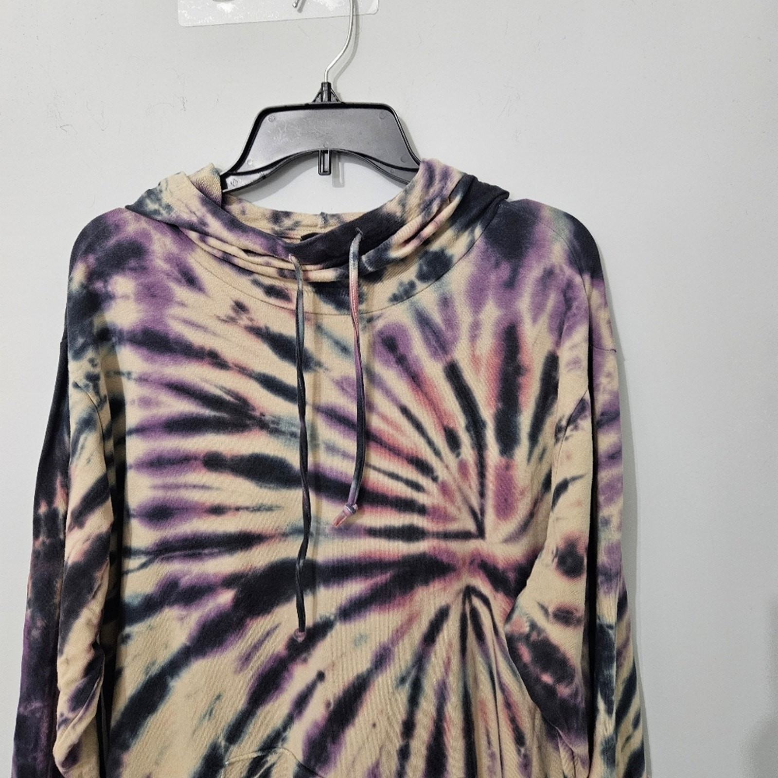 Torrid Tie Dye Hooded Knit Dress Rayon Stretch Purple Beige Boho Cozy Pocket 1x