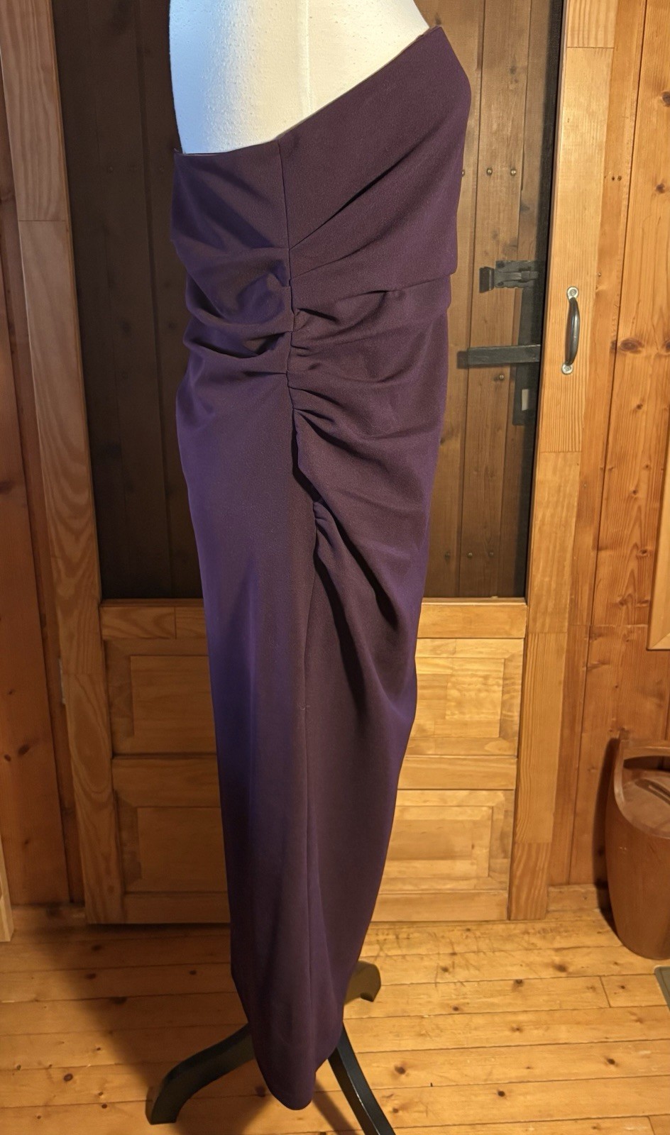Anthropologie BHLDN Strapless Ruched Burgundy Midi Formal Prom Dress SZ XL