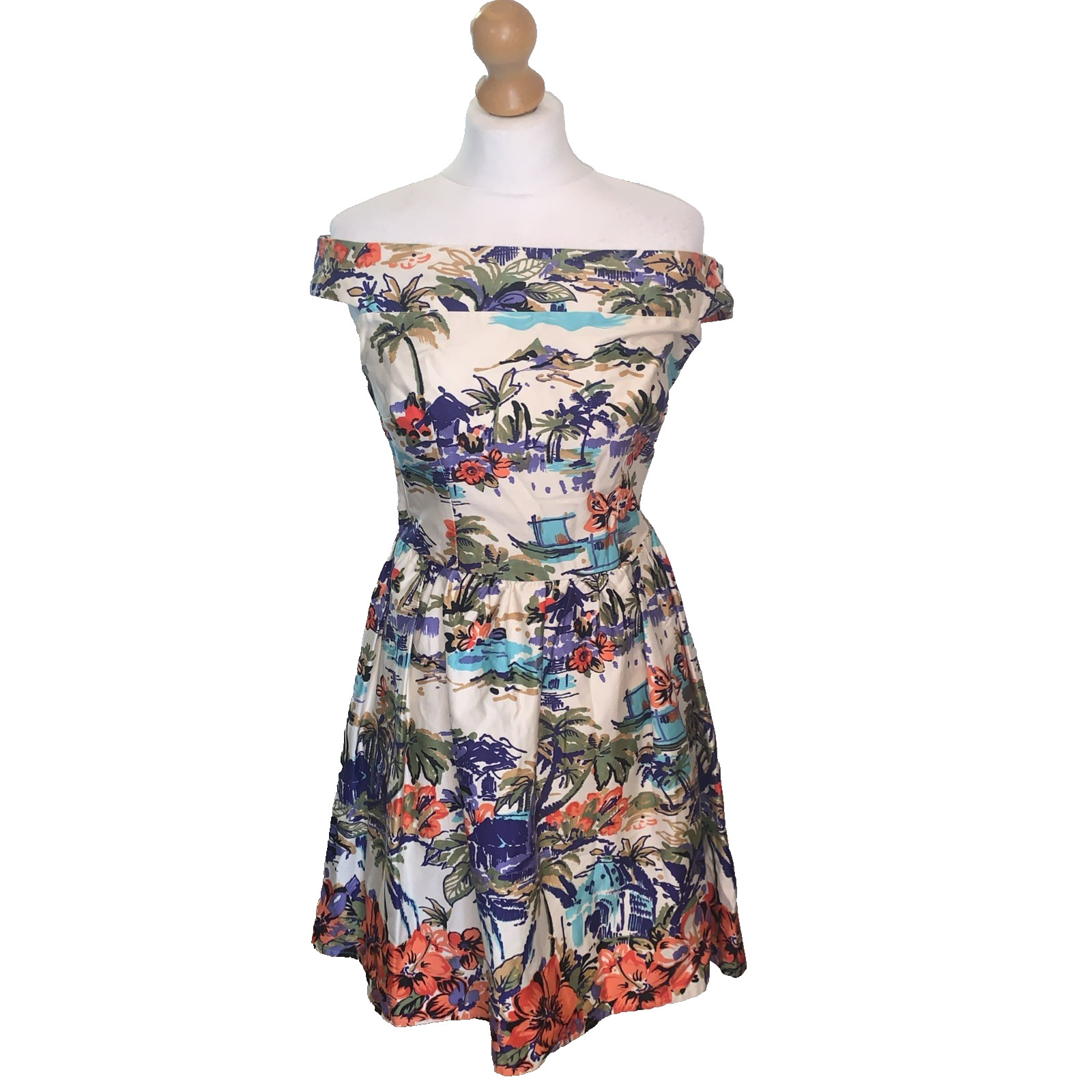 Kelly Brook Size 12 Dress Tropical Print Palm Trees Sundress BRAND NEW!