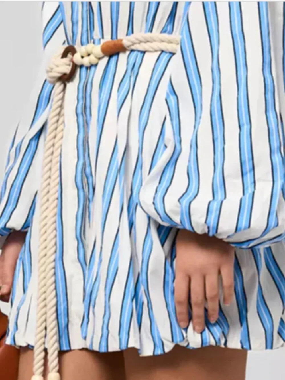 RACHEL Rachel Roy 100% cotton Collared Neck Shirt Dress white blue stripe 4