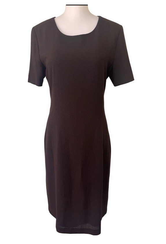 BOTTEGA VENETA Wool Blend Shift Dress Lined Short Sleeve Size 42 Brown Italy