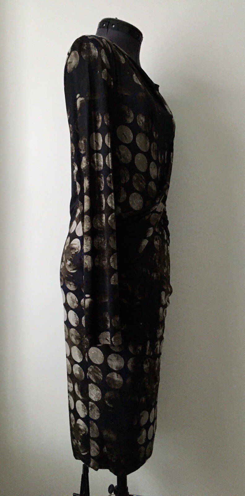 Max Mara Long Navy Brown And Beige Print Dress Size 8