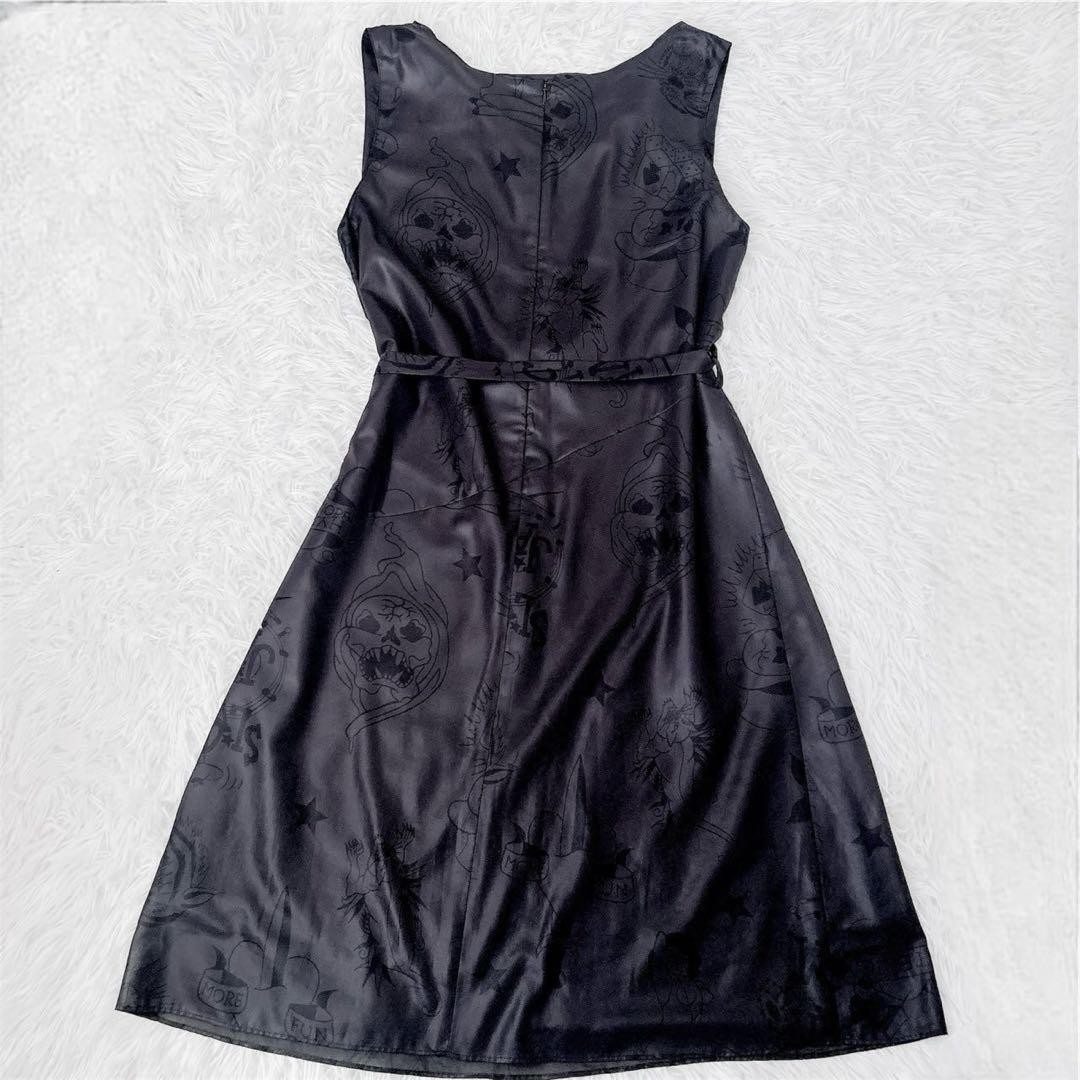 HYSTERIC GLAMOUR Skull All-over Print Drape Dress Black 38