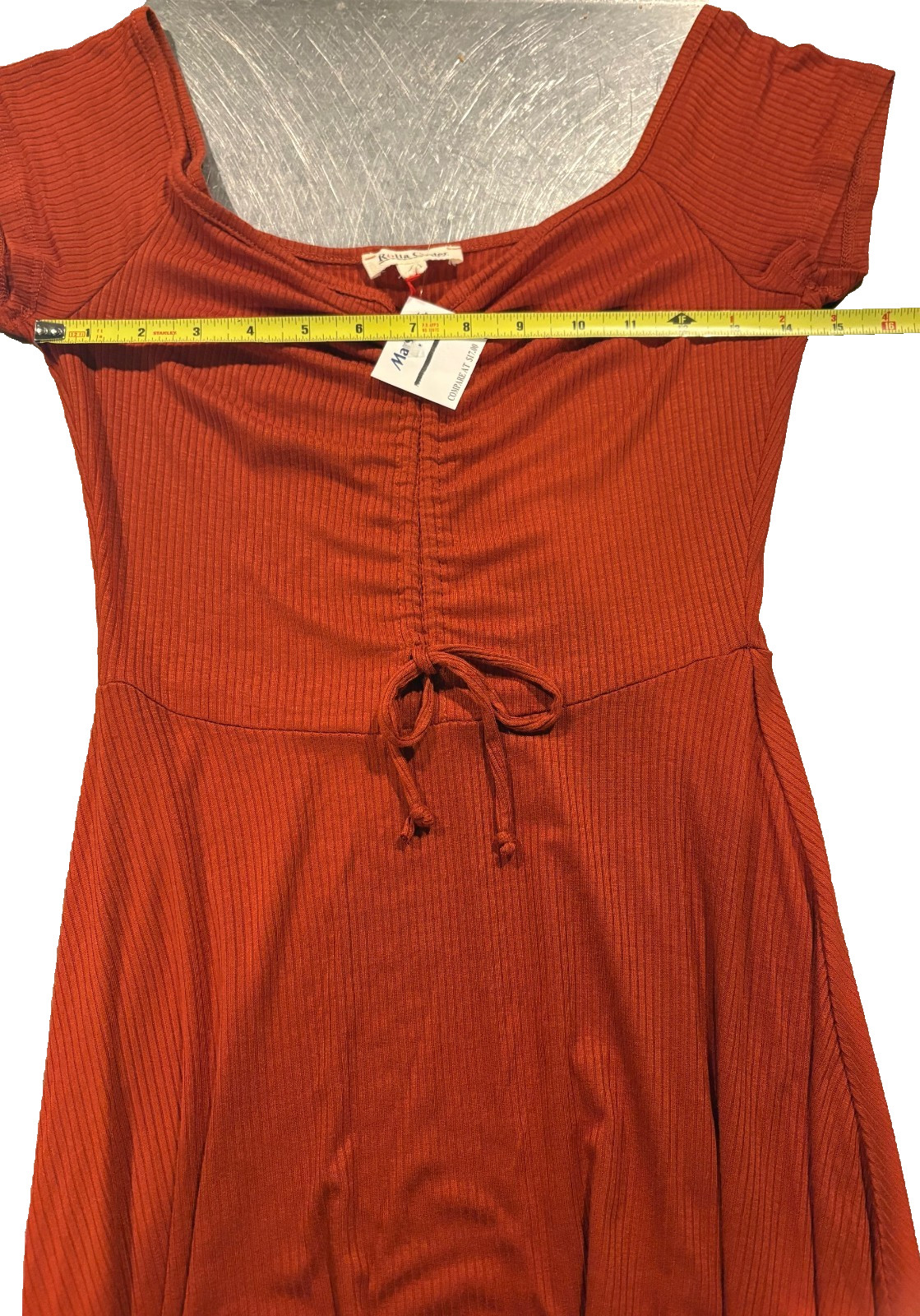 Rolla Costa Dress Sleeveless Stretchy Size S Rust Orange New Wrinkle Resistant