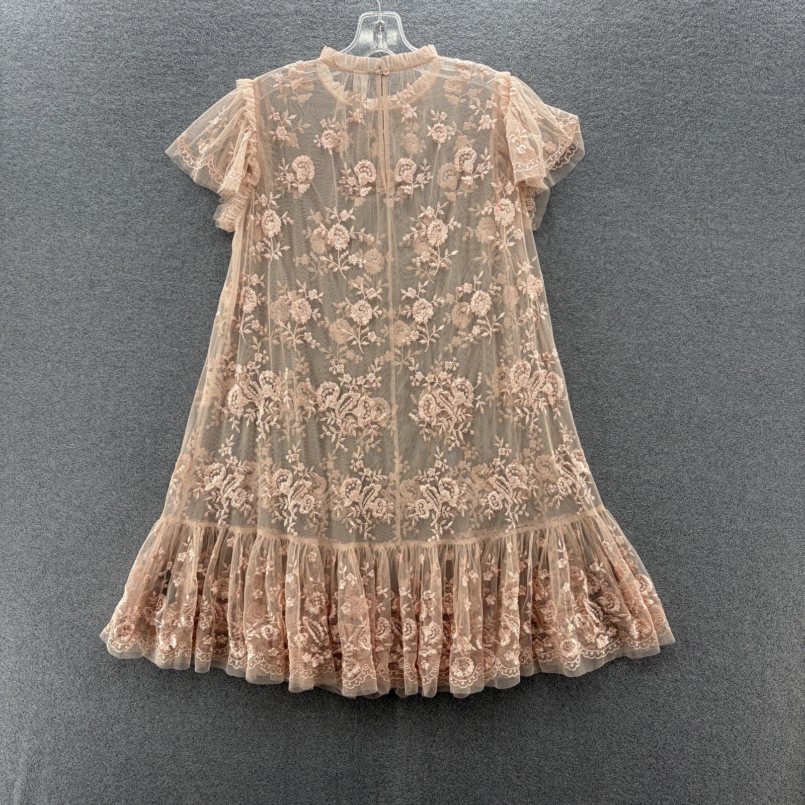 Needle Thread Dress Size 2 Light Peach Embroidered Sheer Lace Babydoll Mini