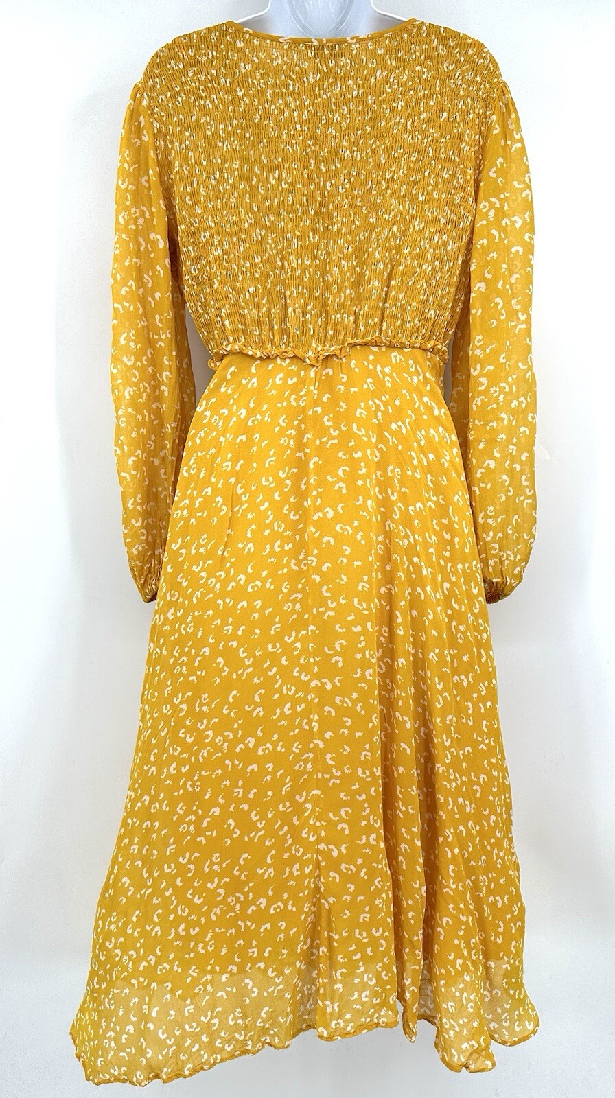 Ghost London Margaux Leopard-Print Dress Sun Yellow Midi Dress Size XS