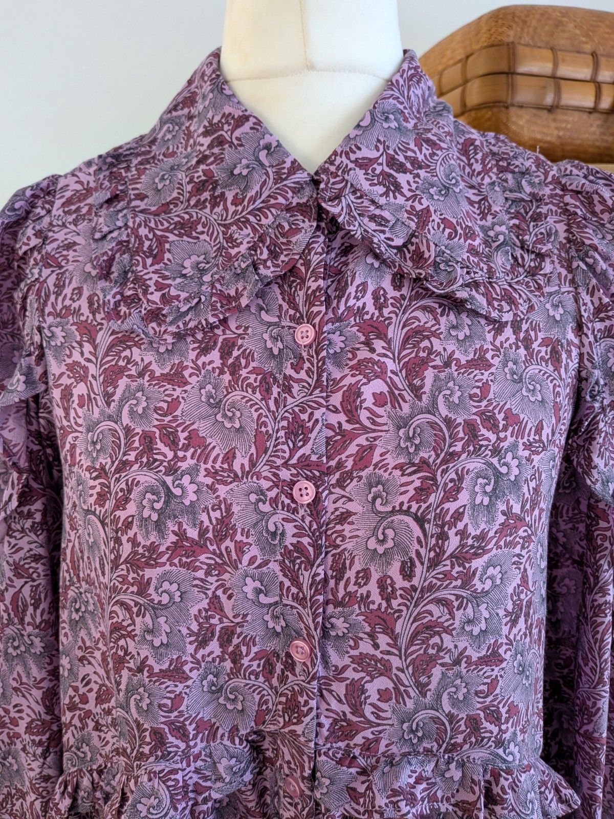 New La Redoute boho hippy peter pan collar relaxed fit floral maxi dress size 10