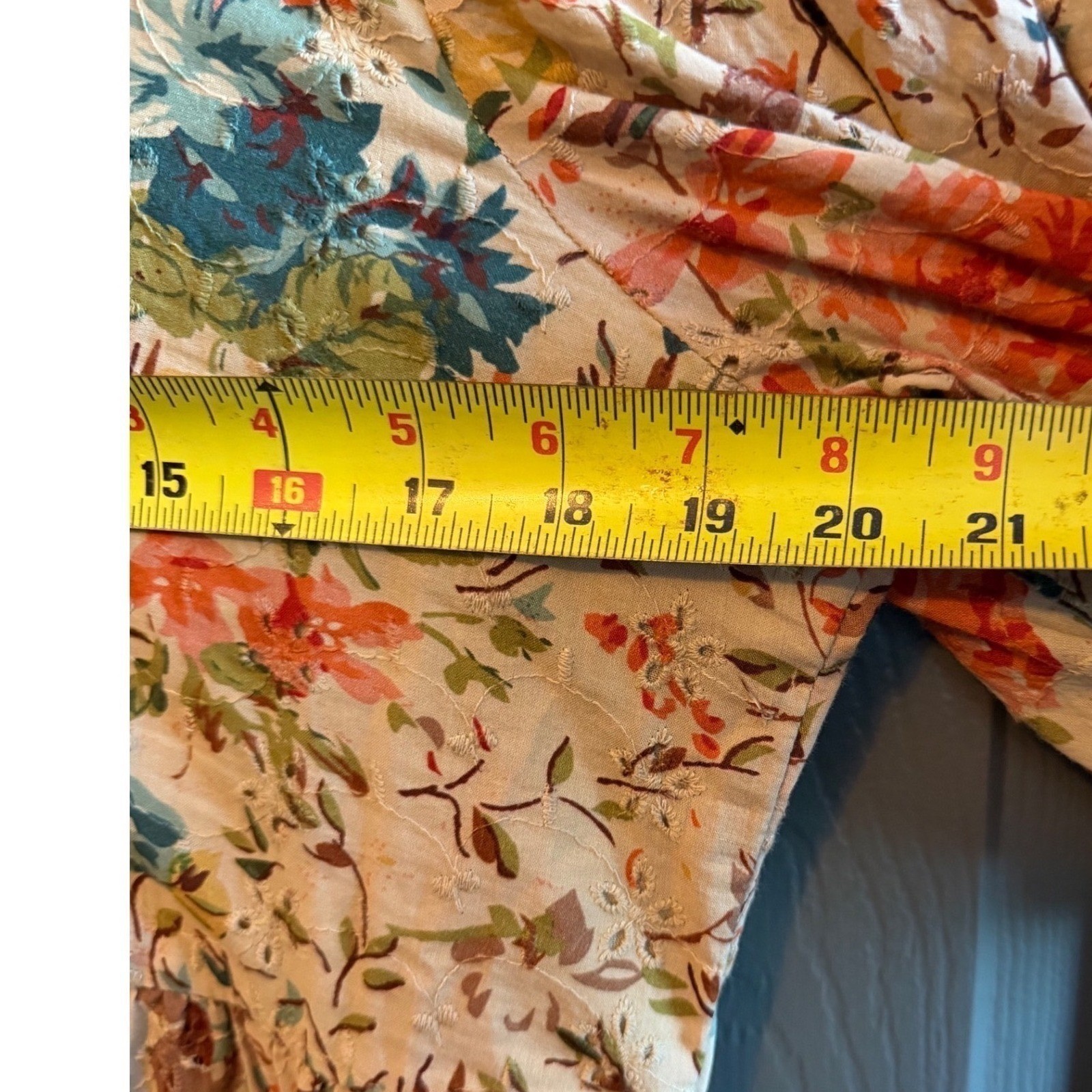 Uncle Frank Floral Eyelet Tiered Midi Dress Puff Sleeve Boho Cottagecore Medium